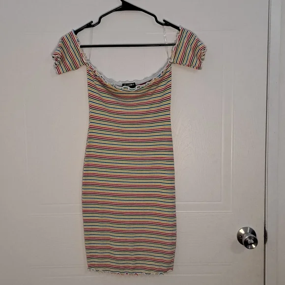 princess polly baby blue dress Douhoow Women Off Shoulder Mini Dress,Stripe Bodycon Dress Ribbed Knit  Sweater Dress